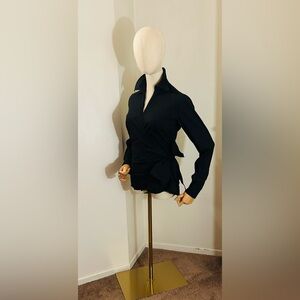 Zara Black Collared Wrap Blouse